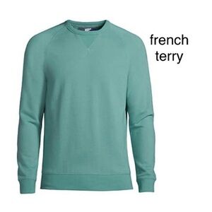 LANDSEND Mens French Terry Serious Sweats Long Sleeve Crew Neck Sweatshirt